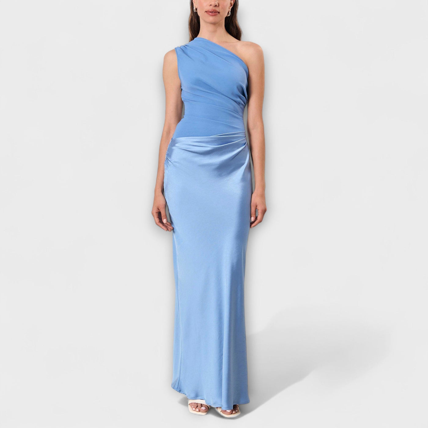 Elegant One-Shoulder Pleated Maxi – Dress