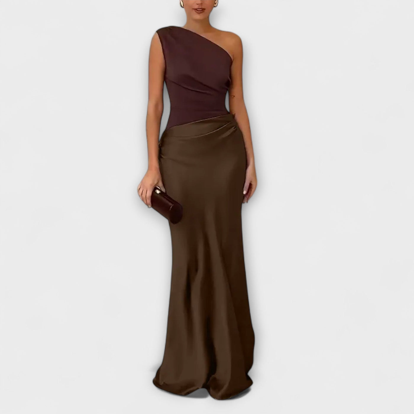 Elegant One-Shoulder Pleated Maxi – Dress