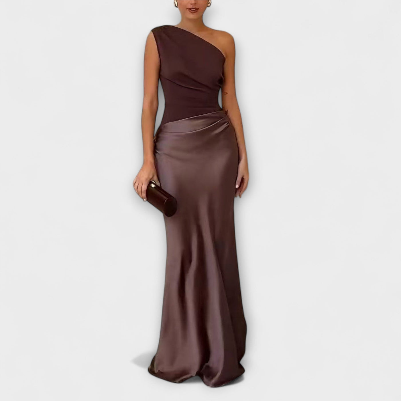 Elegant One-Shoulder Pleated Maxi – Dress