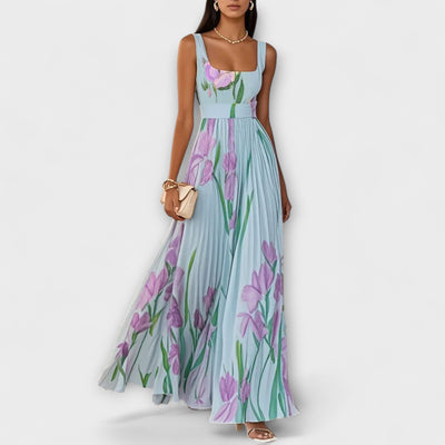 Folded Floral Chiffon Maxi – Dress