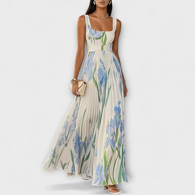 Folded Floral Chiffon Maxi – Dress