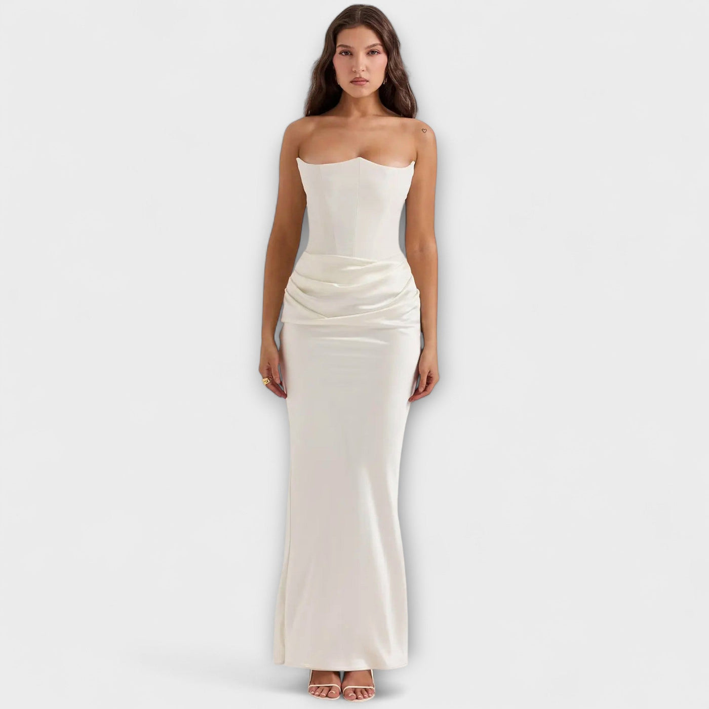 Off-the-Shoulder Satin Maxi Dress – Dress