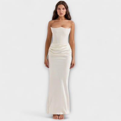 Off-the-Shoulder Satin Maxi Dress – Dress