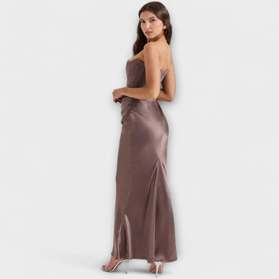 Off-the-Shoulder Satin Maxi Dress – Dress